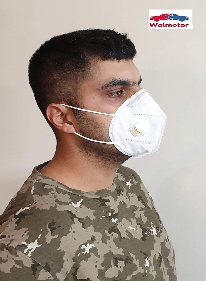 قناع والموتور KN95 مزود بصمام تنفسي، قناع للحماية من التلوث بطرف أنف معدني، فعال في مكافحة البكتيريا - أبيض - Image 2